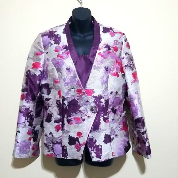Terramina Purple Multicolored Blazer Sz 10 - Picture 2 of 7